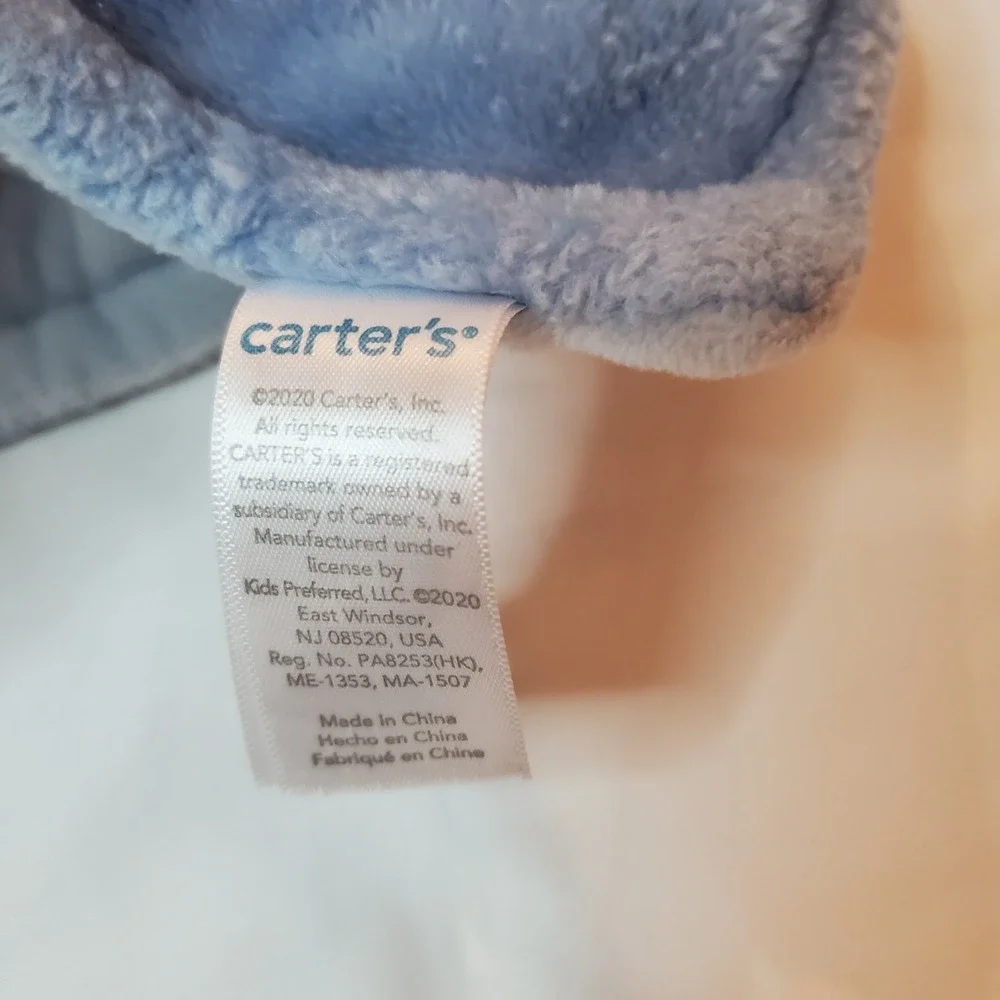 Carters Brown White Puppy Dog Blue Security Blanket Plush Lovey Toy‎